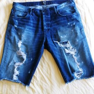 PRPS blue denim destroyed shorts size 36